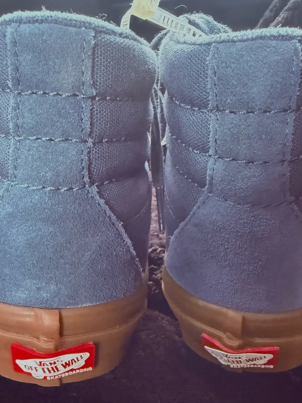 Vans Women's Blue Suede High-Top Sneakers with Gum Sole